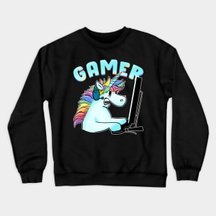 Unicorn Gamer Funny gamming Crewneck Sweatshirt